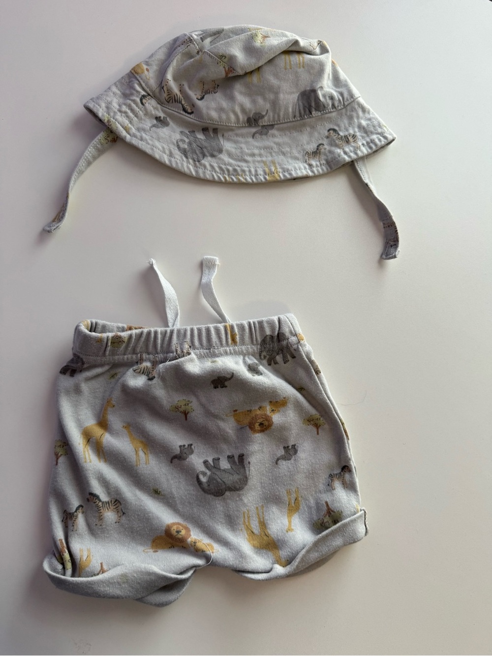 Neutral Safari Print Baby Sun Hat - Gray & Yellow